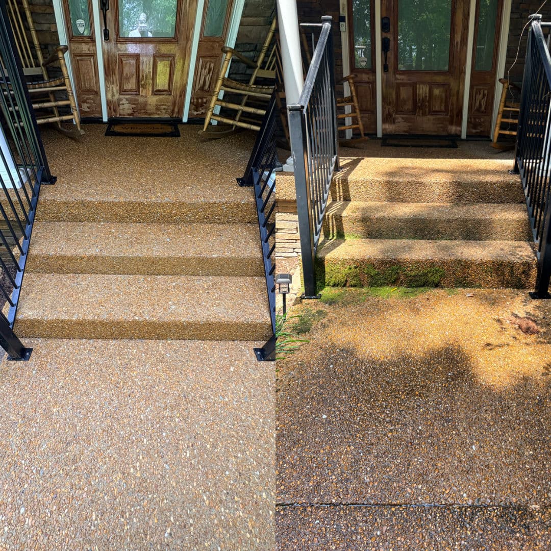 Gallery photos for Exposed Aggregate Driveway, Walkway, and Steps Cleaned Up Right: Image #2