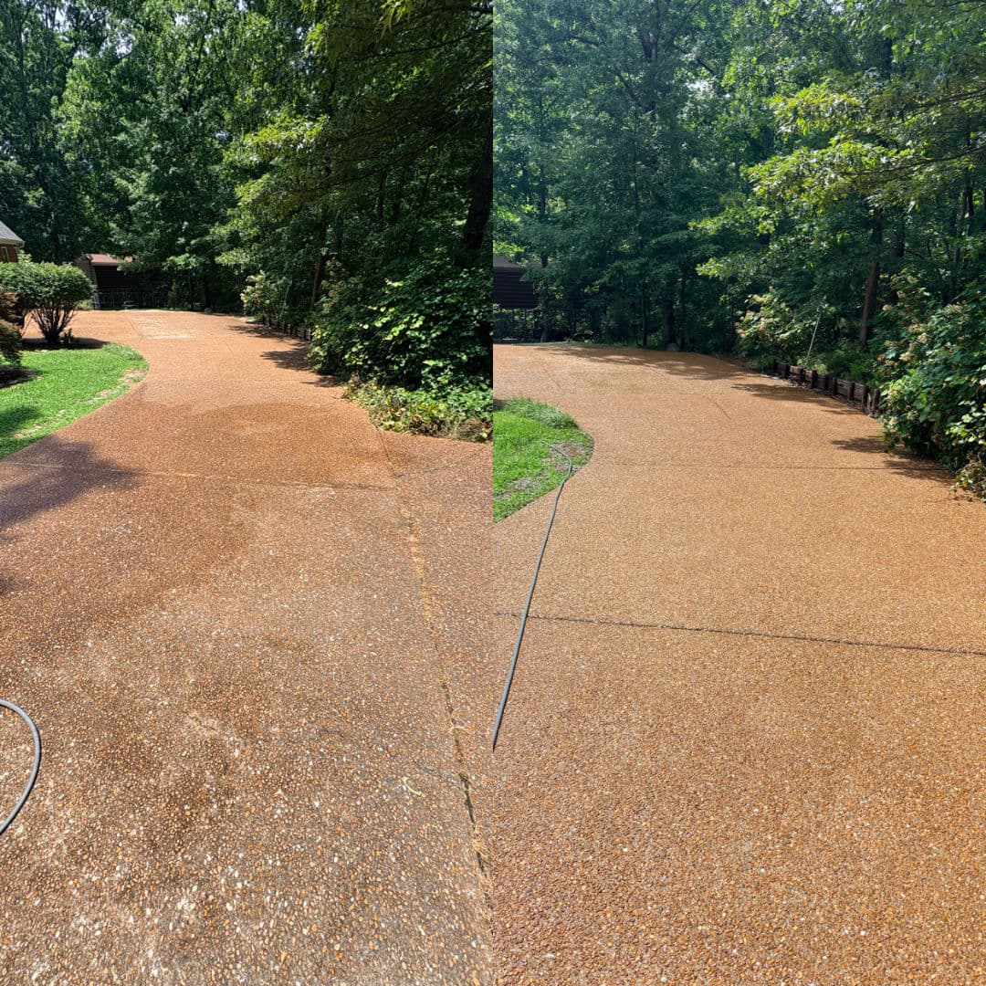 Gallery photos for Exposed Aggregate Driveway, Walkway, and Steps Cleaned Up Right: Image #1
